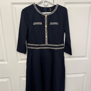 Chic Navy Dress with Gold Accents